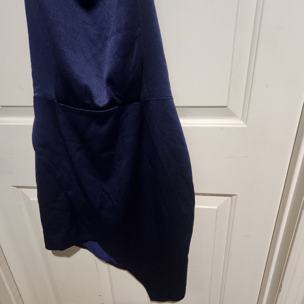 ELLIATT Blue Satin Drapey Asymmetrical Dress Cocktail Party Small - Picture 8 of 10